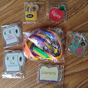 TEACHER CLASSROOM SCHOOL HALLWAY PASS LANYARDS SET OF SIX NEW IN PACKAGE